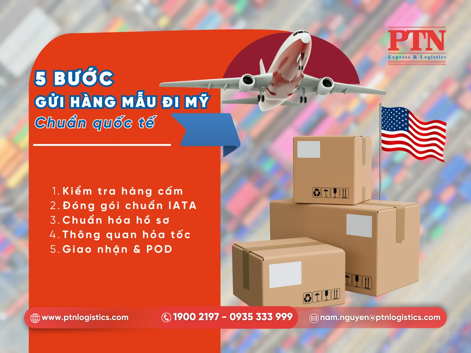 Các bước gửi hàng mẫu đi Mỹ bằng đường hàng không