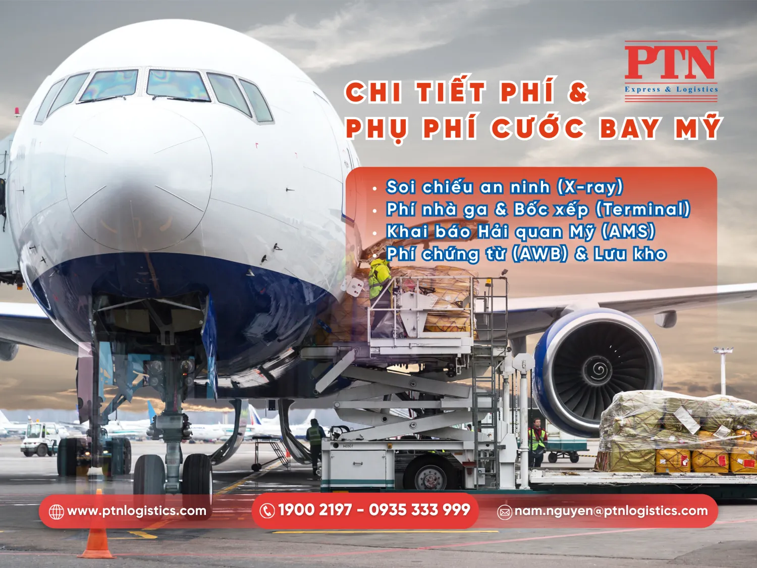 Các loại phí và dịch vụ khi gửi hàng đi Mỹ bằng đường hàng air