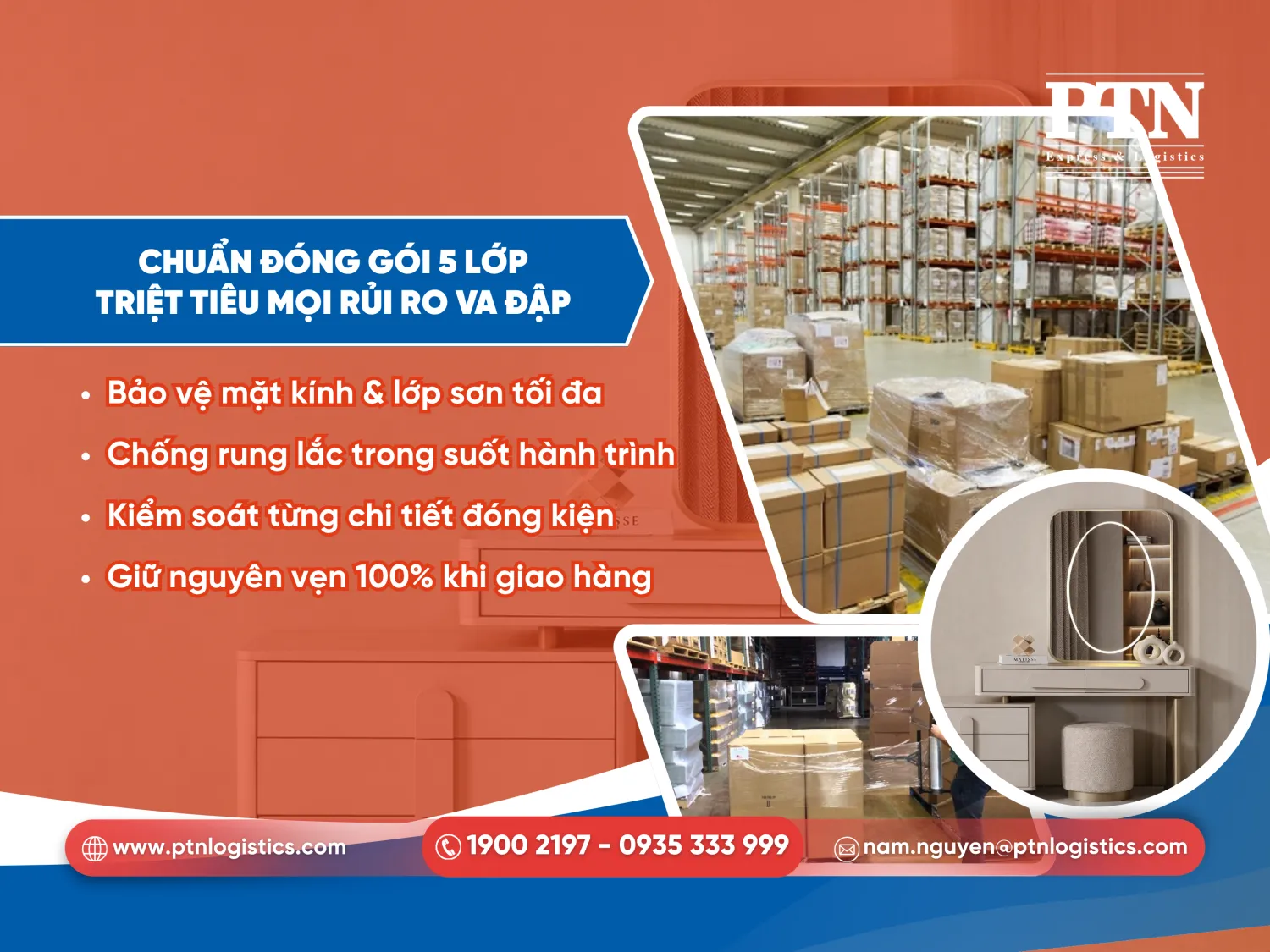 Chuẩn đóng gói 5 lớp triệt tiêu mọi rủi ro va đập