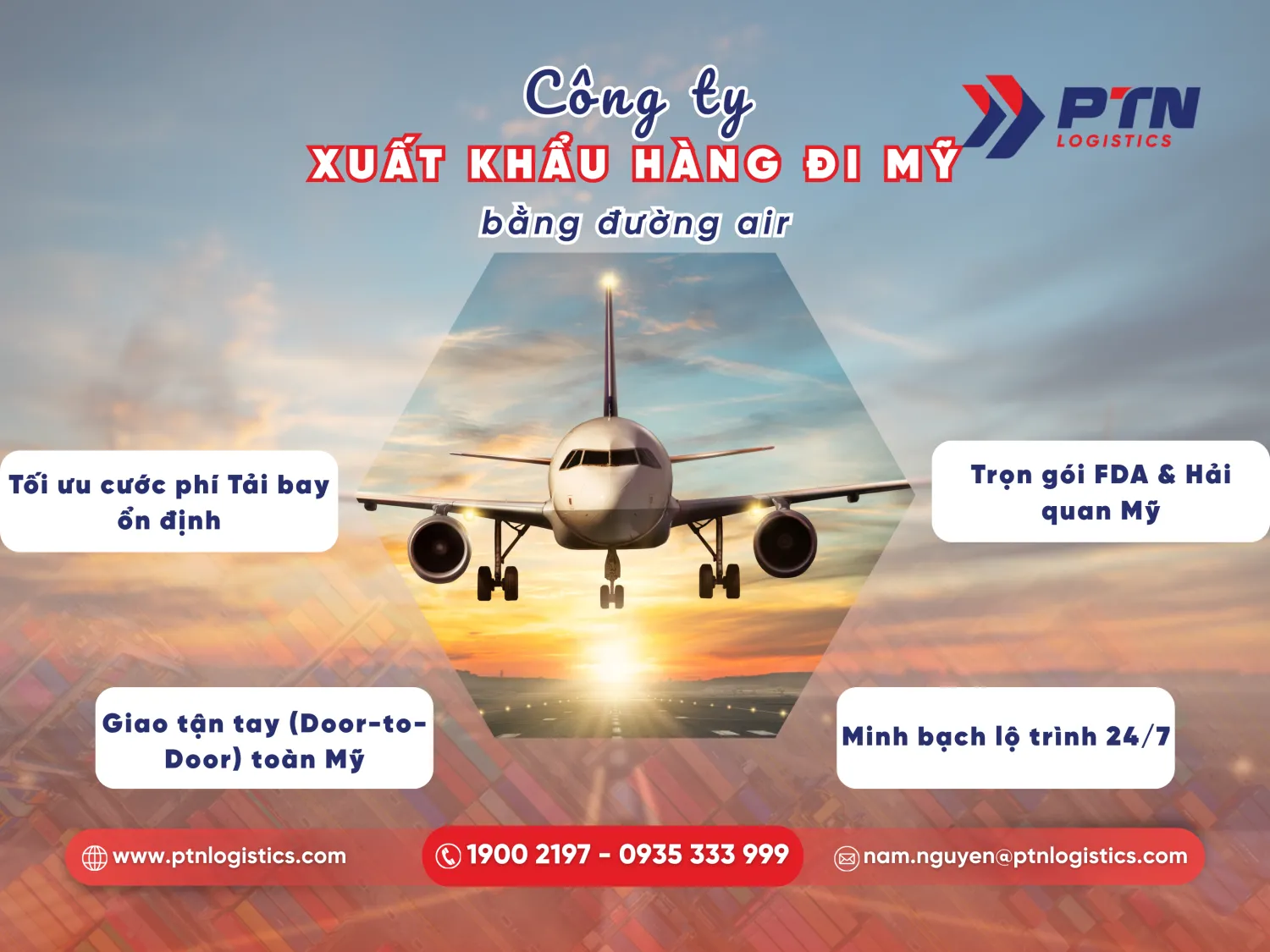 Công ty xuất khẩu hàng đi Mỹ bằng đường hàng không