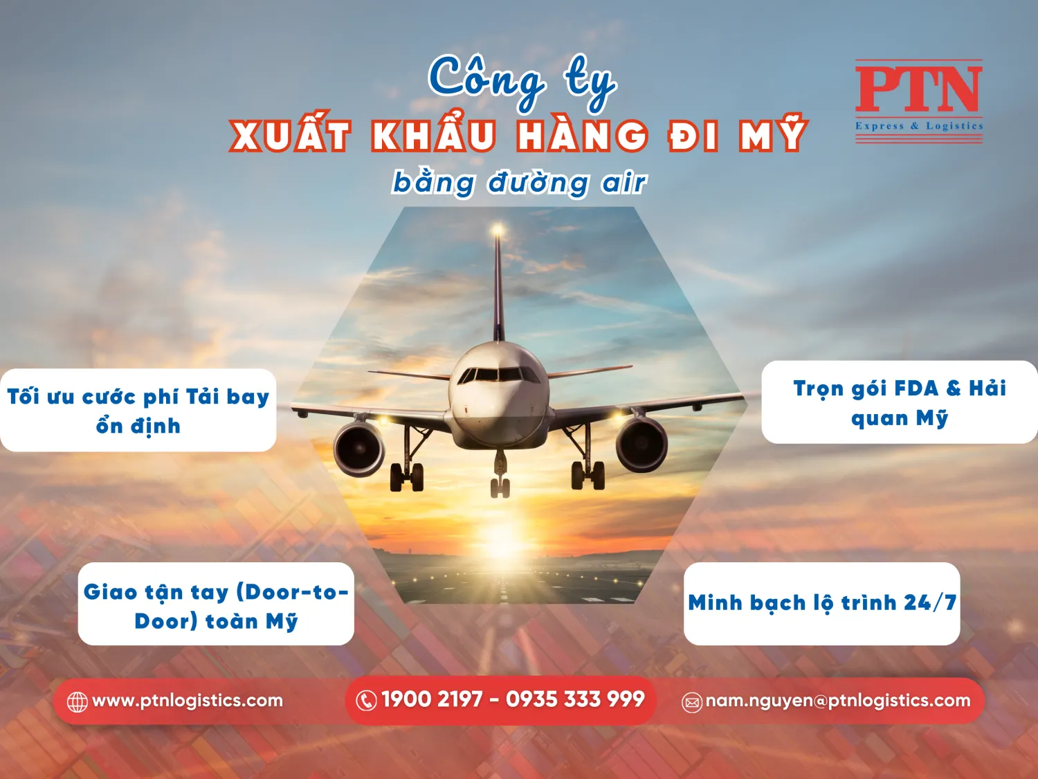 Công ty xuất khẩu hàng đi Mỹ đường air