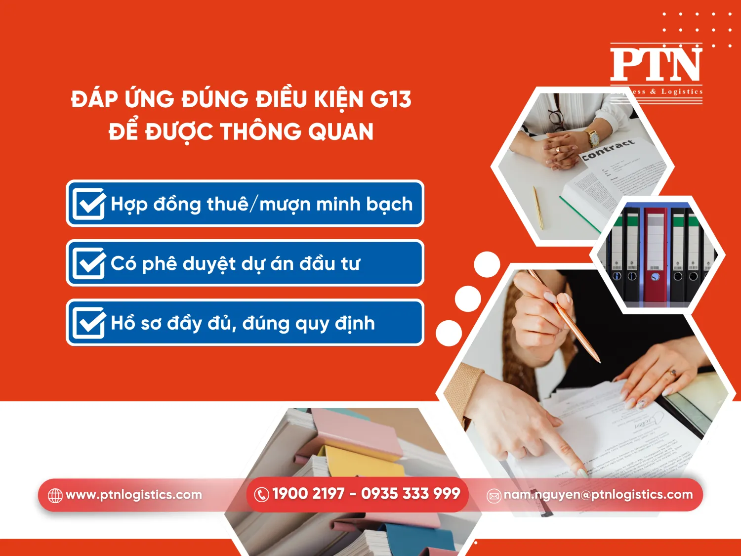 Đáp ứng đúng điều kiện G13 để được thông quan
