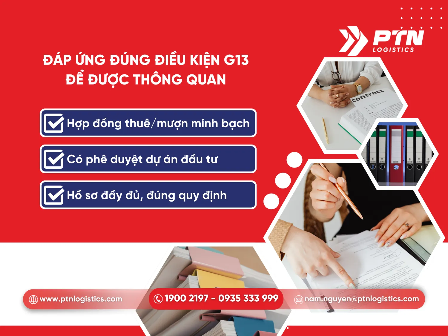 Đáp ứng đúng điều kiện mã G13 để được thông quan
