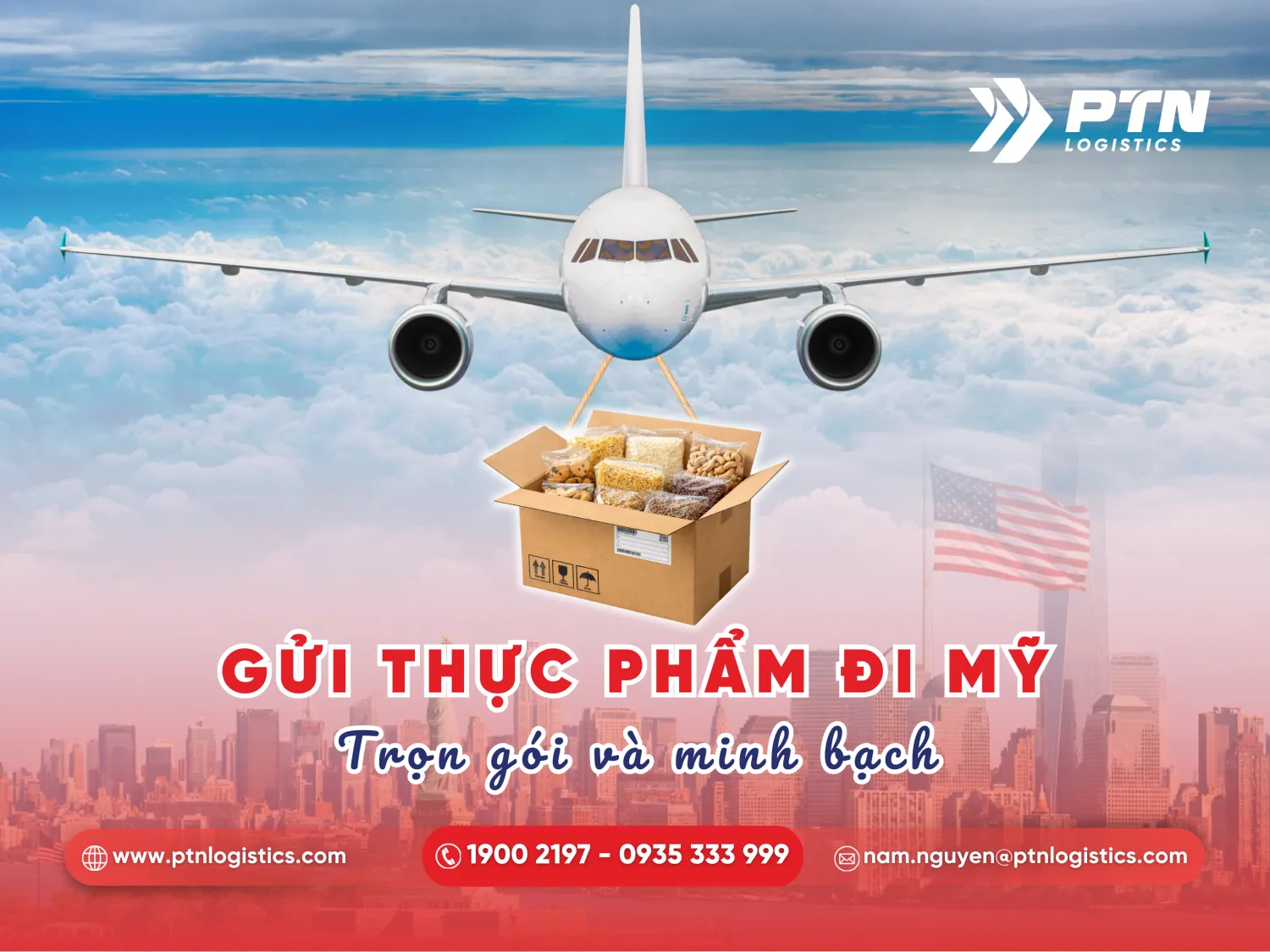 Dịch vụ gửi thực phẩm đi Mỹ bằng máy bay