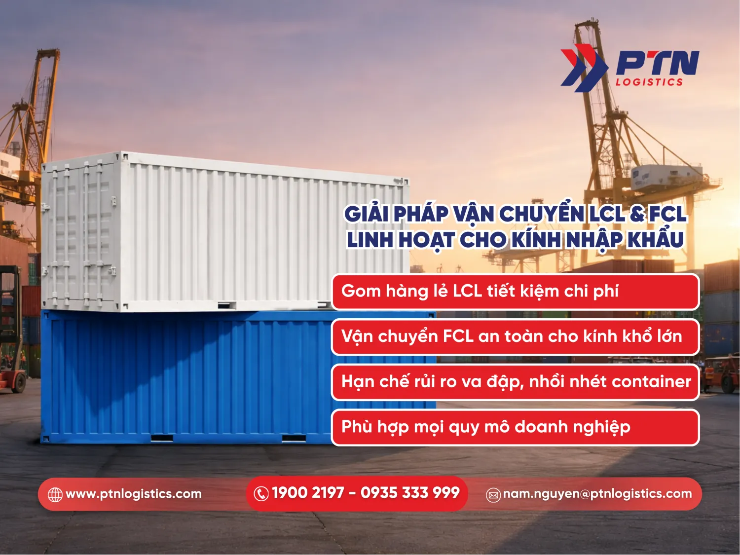 Giải pháp vận chuyển FCL và LCL linh hoạt cho kính nhập khẩu