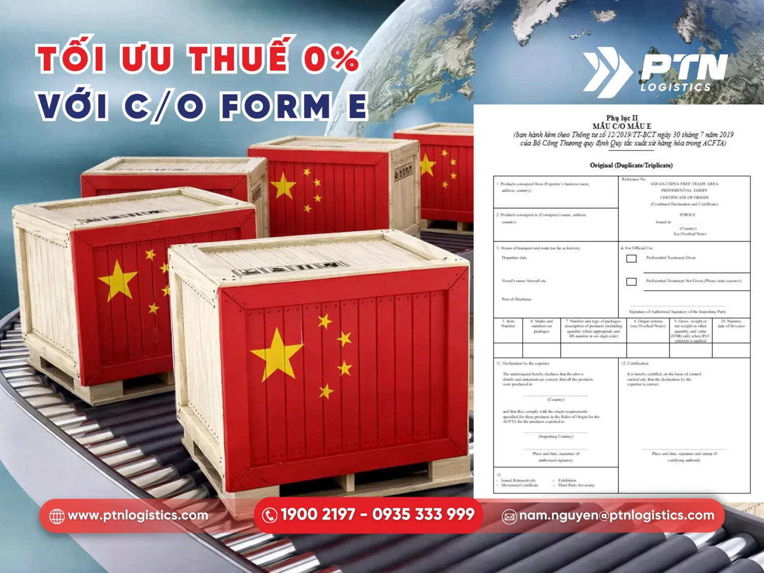Giấy chứng nhận xuất xứ form E để hưởng ưu đãi thuế