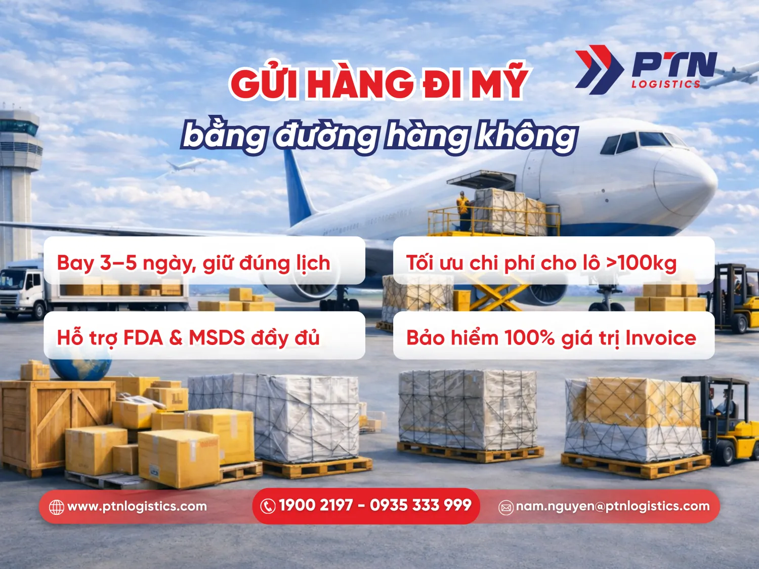 Gửi hàng đi Mỹ bằng đường hàng không trọn gói