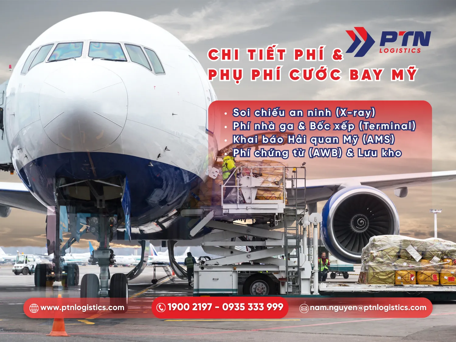 Loại phí và phụ phí khi gửi hàng đi Mỹ bằng đường air