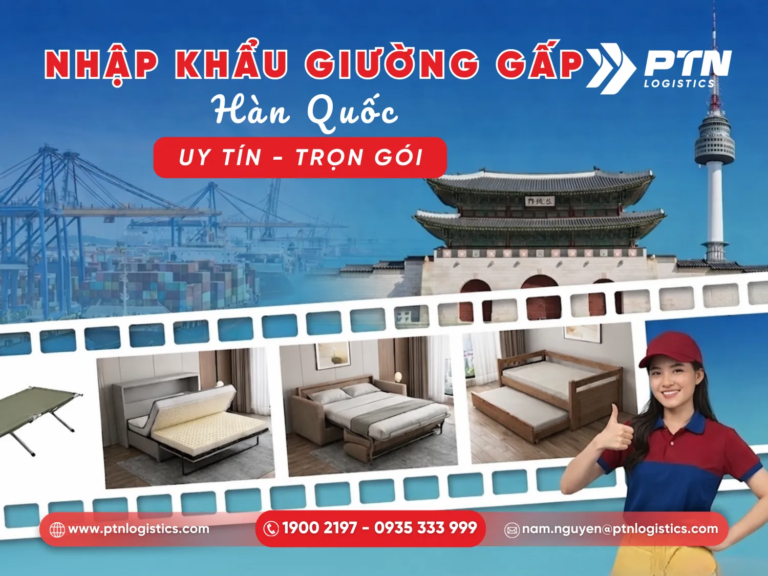 Mặt hàng giường gấp nhập khẩu Hàn Quốc