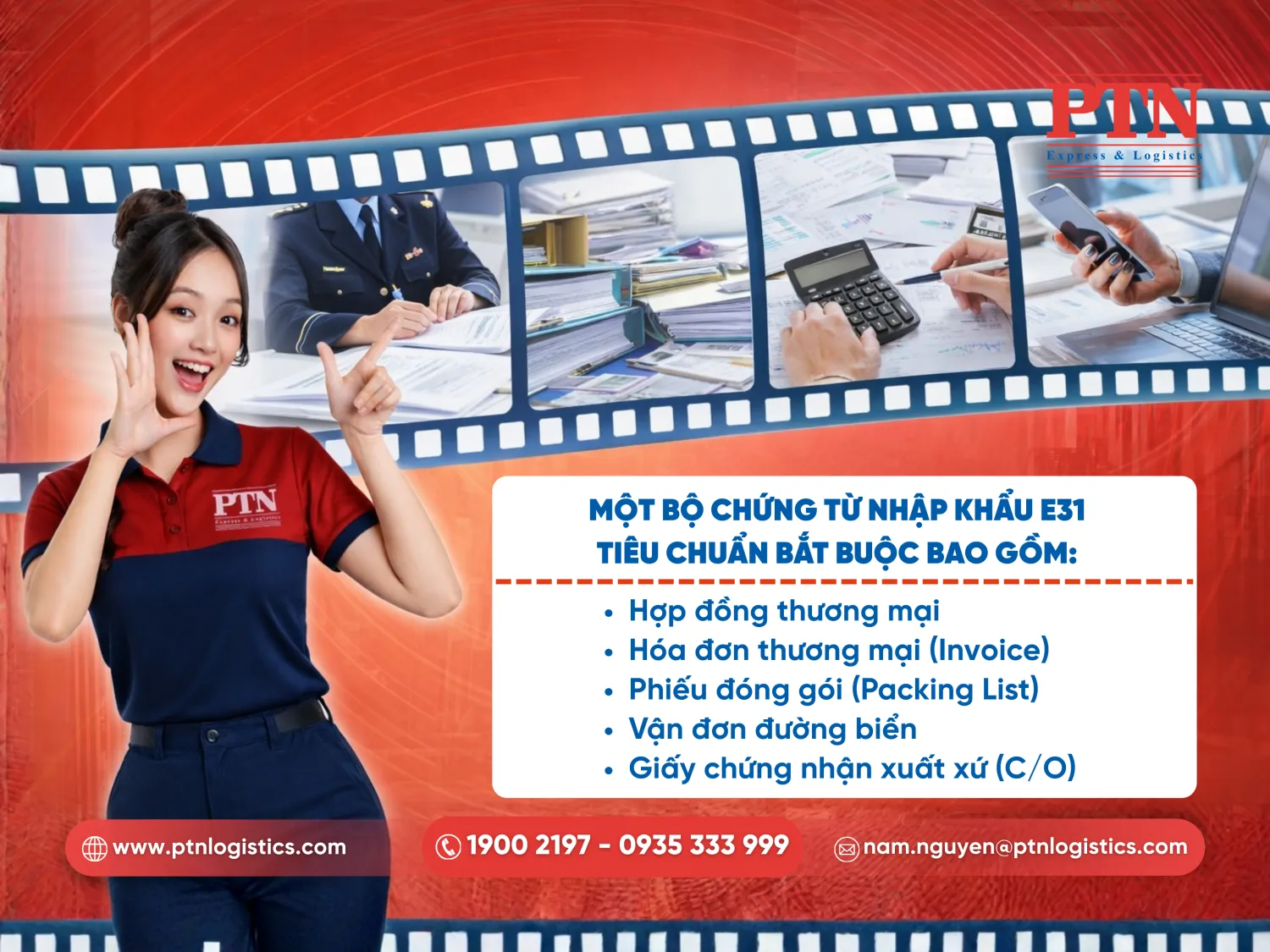 Một bộ chứng từ nhập khẩu E31 tiêu chuẩn bắt buộc bao gồm