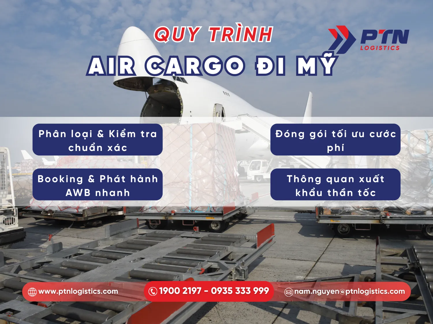 Phối hợp chủ hàng và công ty xuất đi Mỹ đường air