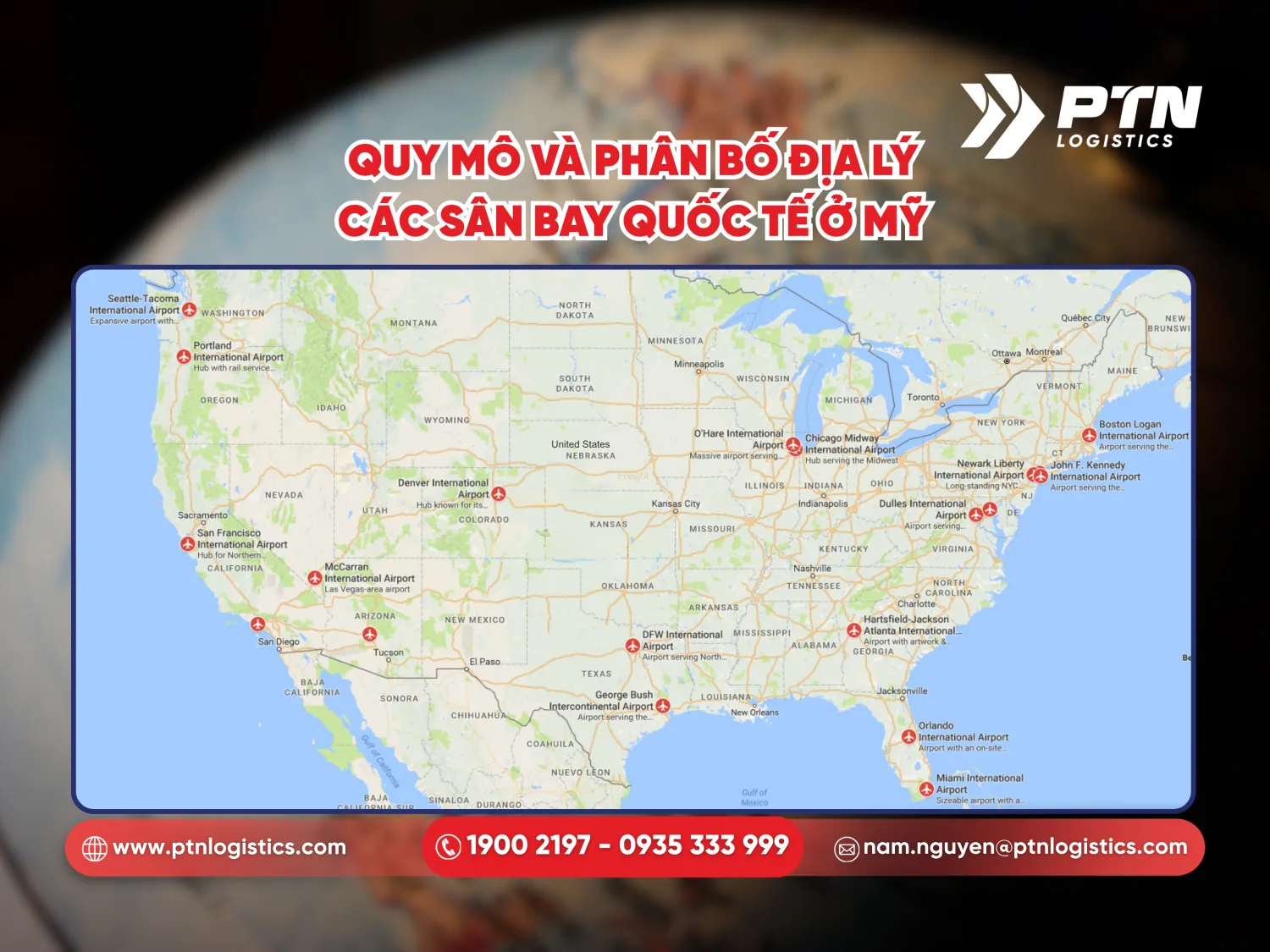 Quy mô và phân bố địa lý của các sân bay quốc tế ở Mỹ