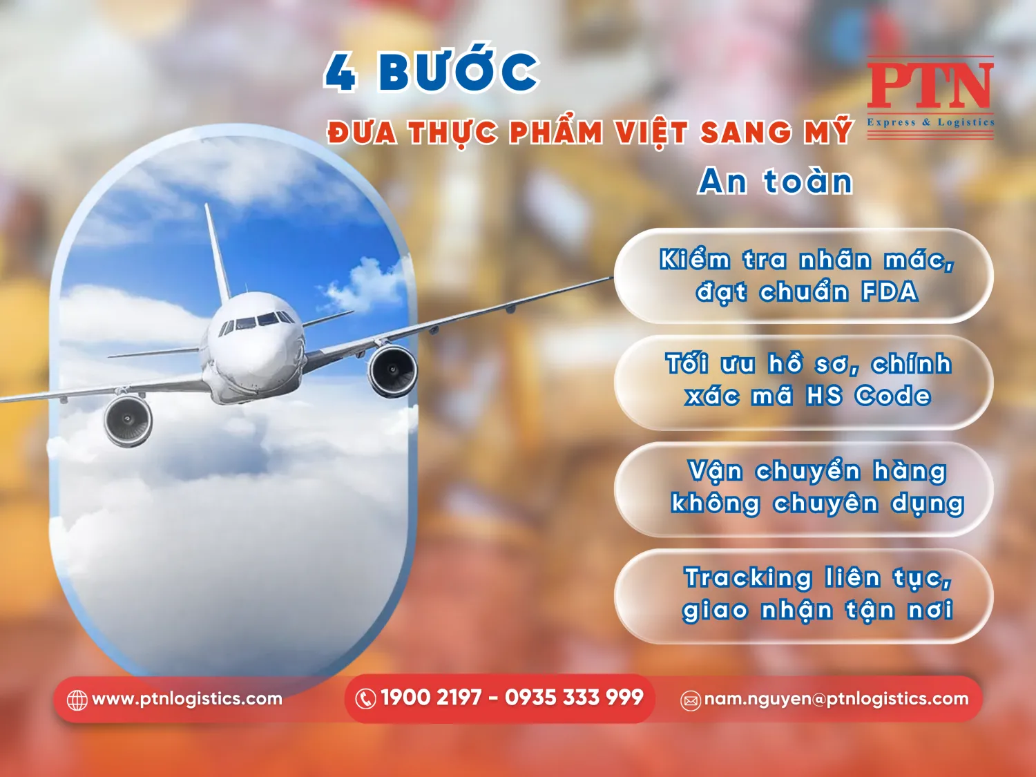 Quy trình vận chuyển thực phẩm đi Mỹ