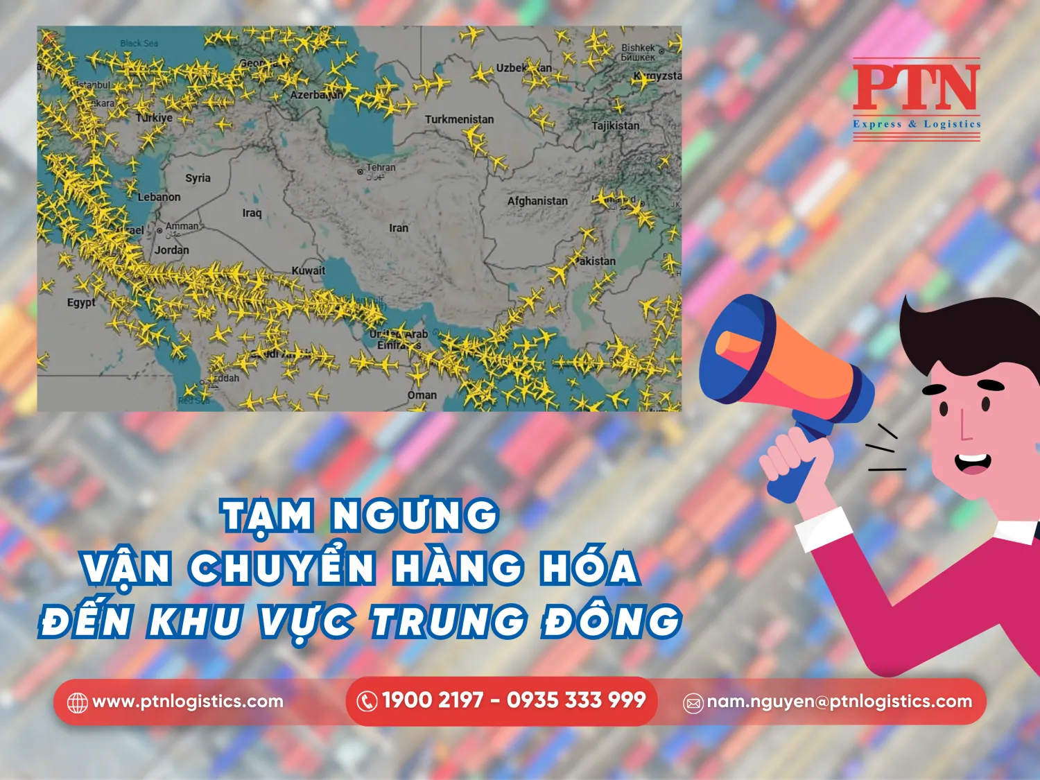 Tạm ngưng vận chuyển hàng hóa đến khu vực Trung Đông