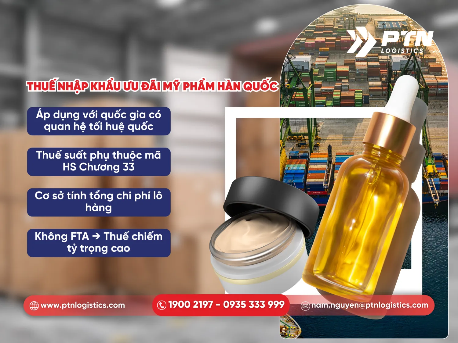 Thuế nhập khẩu ưu đãi cho mỹ phẩm Hàn Quốc
