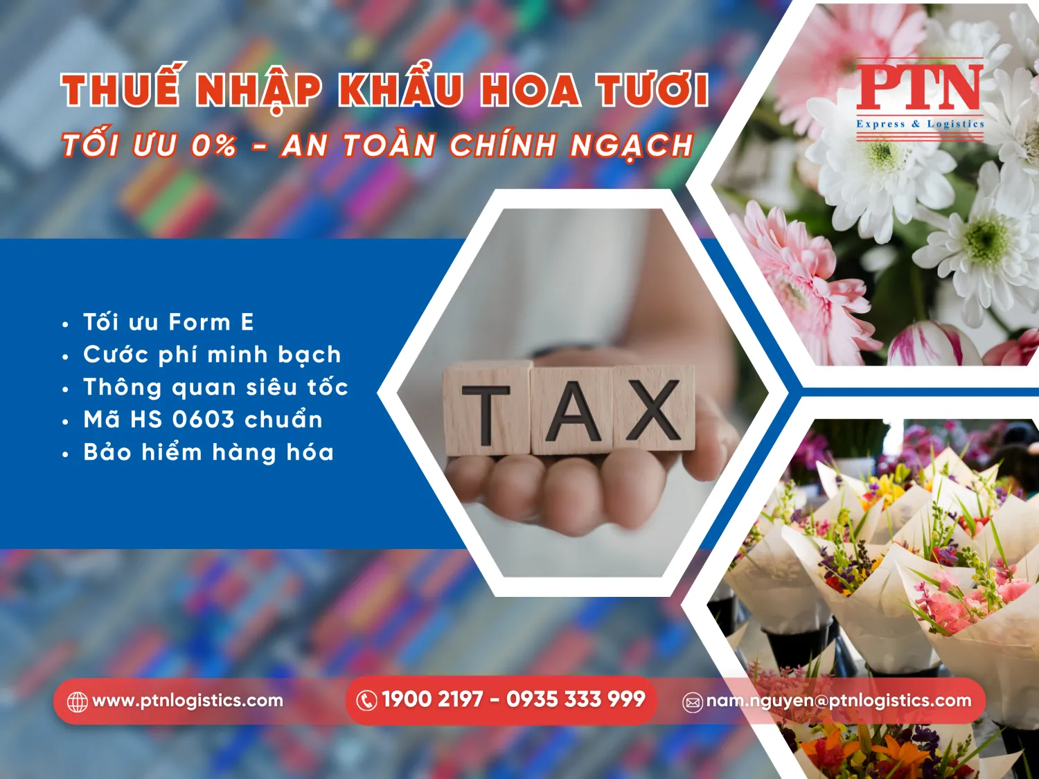 Thuế nhập khẩu và thuế VAT cho hoa