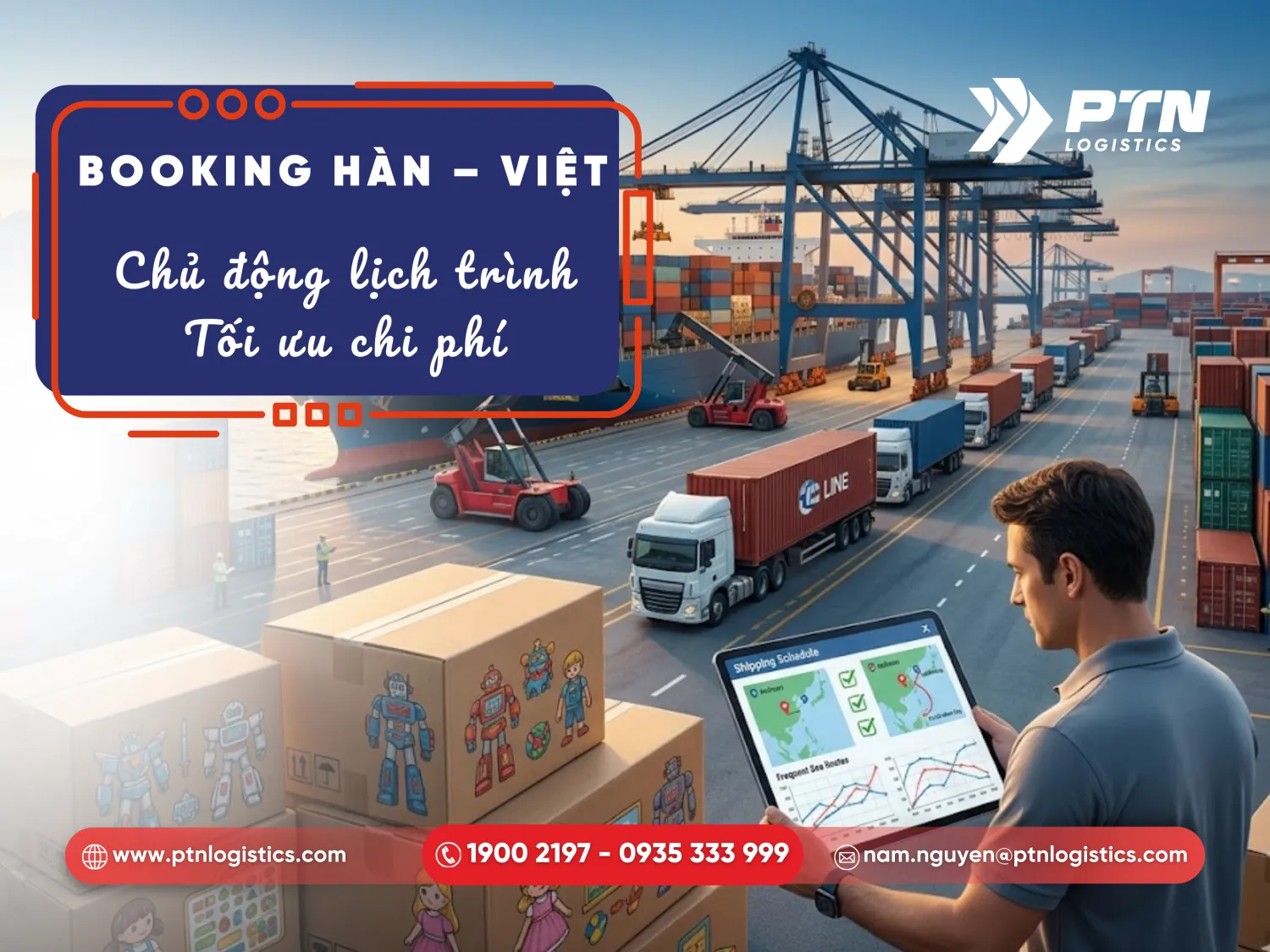Tiến hành booking vận chuyển từ Hàn Quốc
