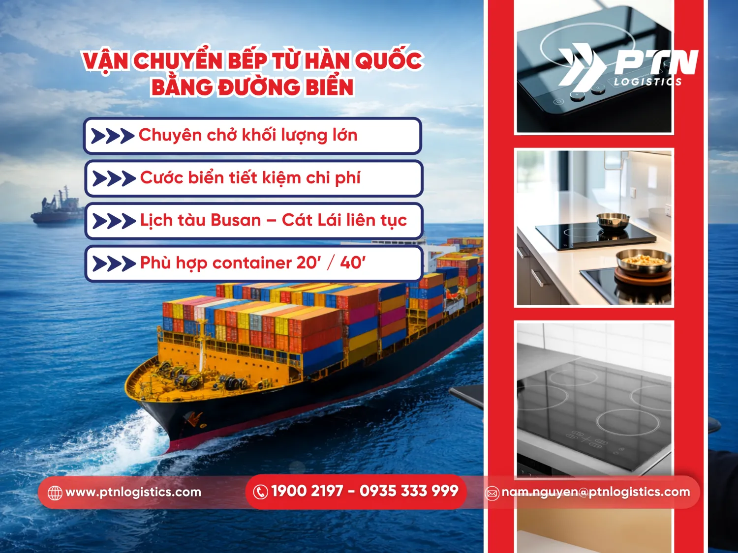 Vận chuyển bếp từ Hàn Quốc bằng đường biển về Việt Nam
