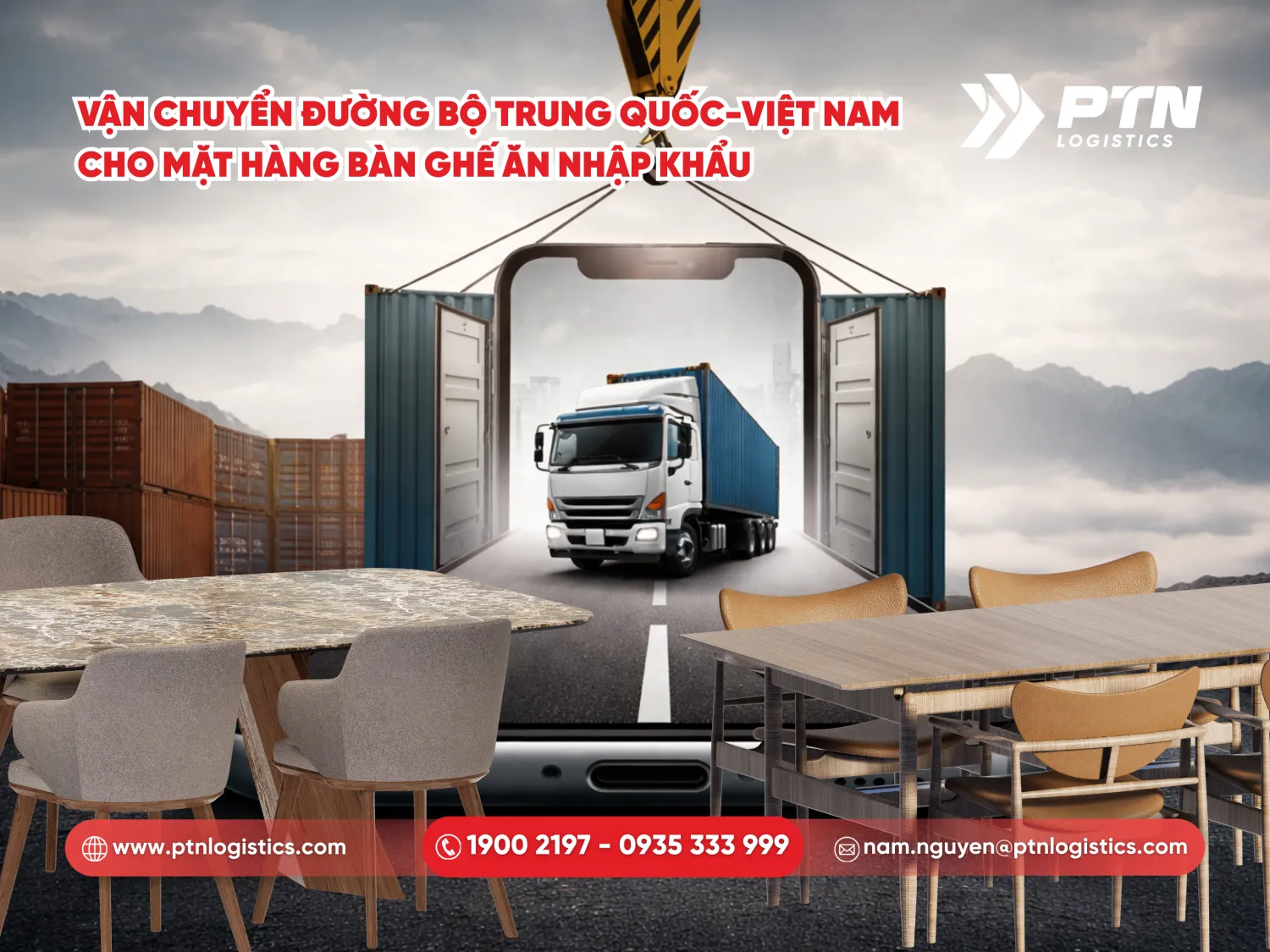 Vận chuyển đường bộ tuyến Trung Quốc - Việt Nam cho mặt hàng bàn ghế ăn nhập khẩu