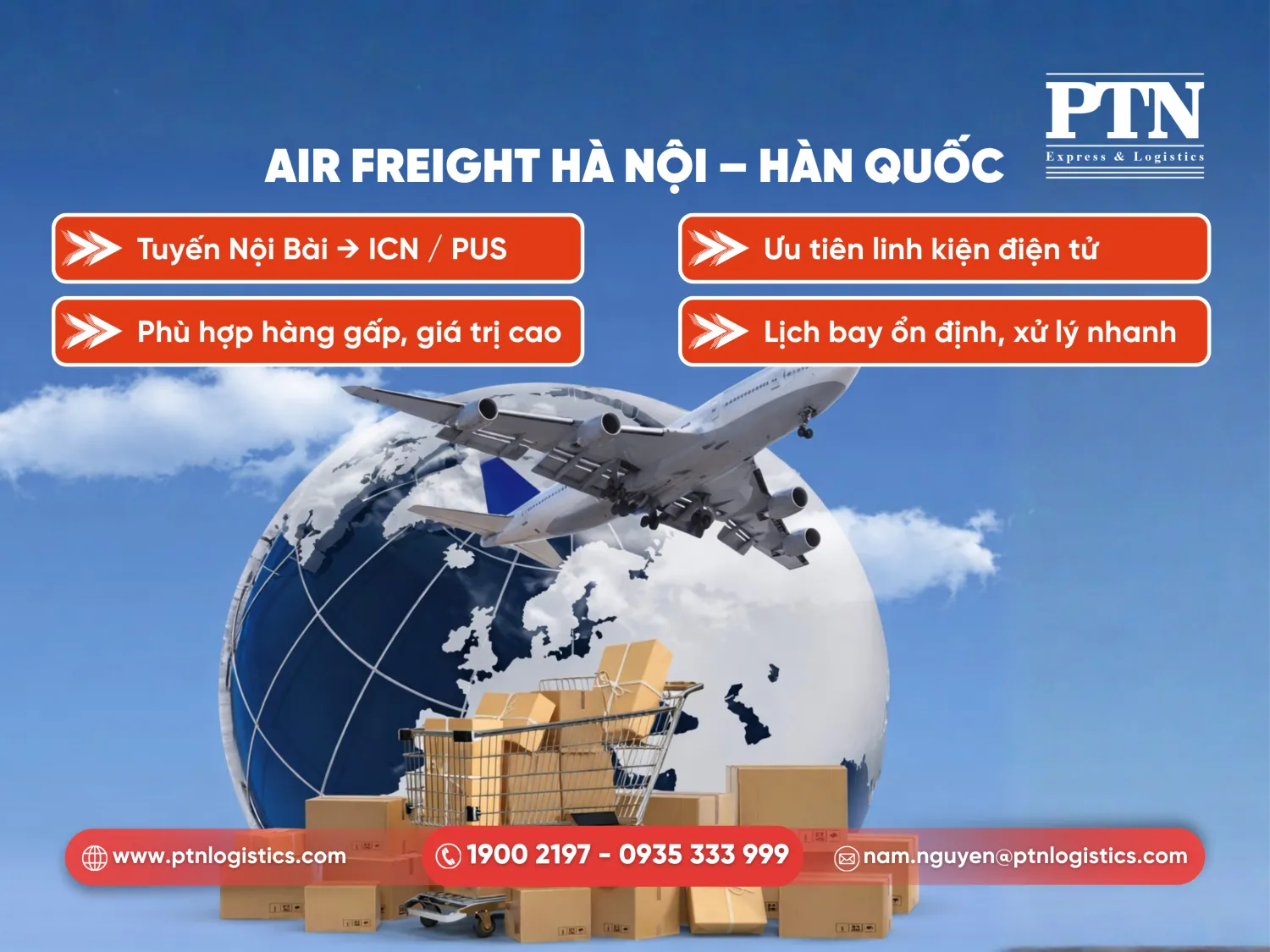 Vận chuyển hàng không đi Hàn Quốc tại Hà Nội