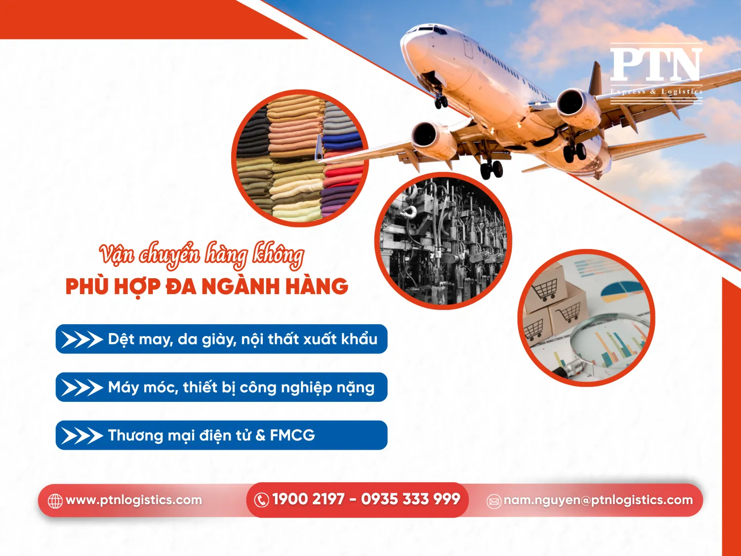 Vận chuyển hàng không phù hợp đa ngành hàng