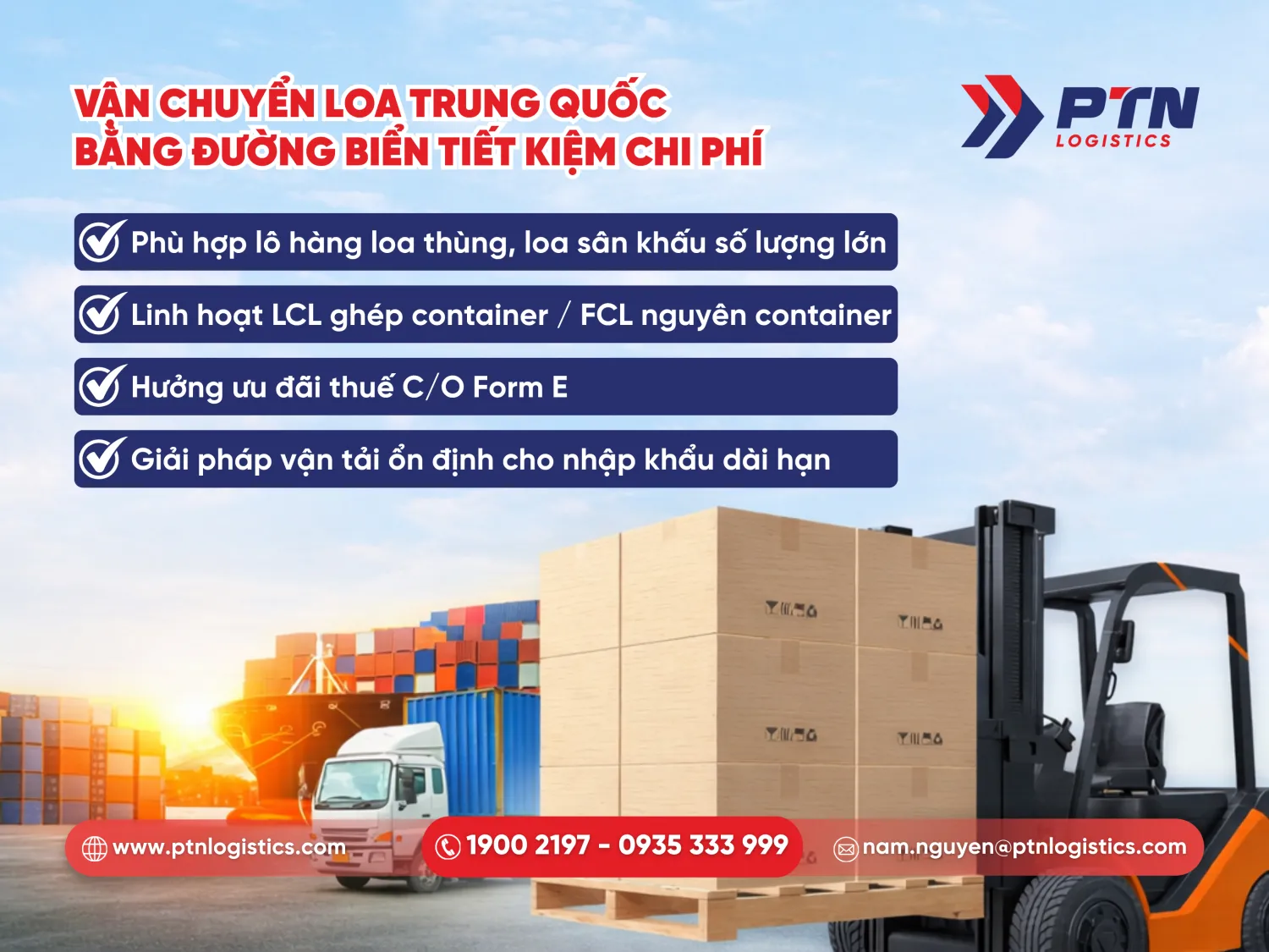 Vận chuyển loa Trung Quốc bằng đường biển giúp tiết kiệm chi phí