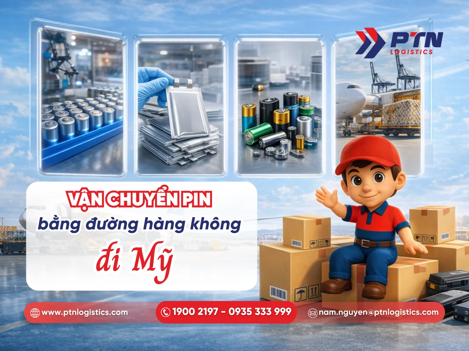 Vận chuyển pin bằng đường hàng không đi Mỹ chi tiết
