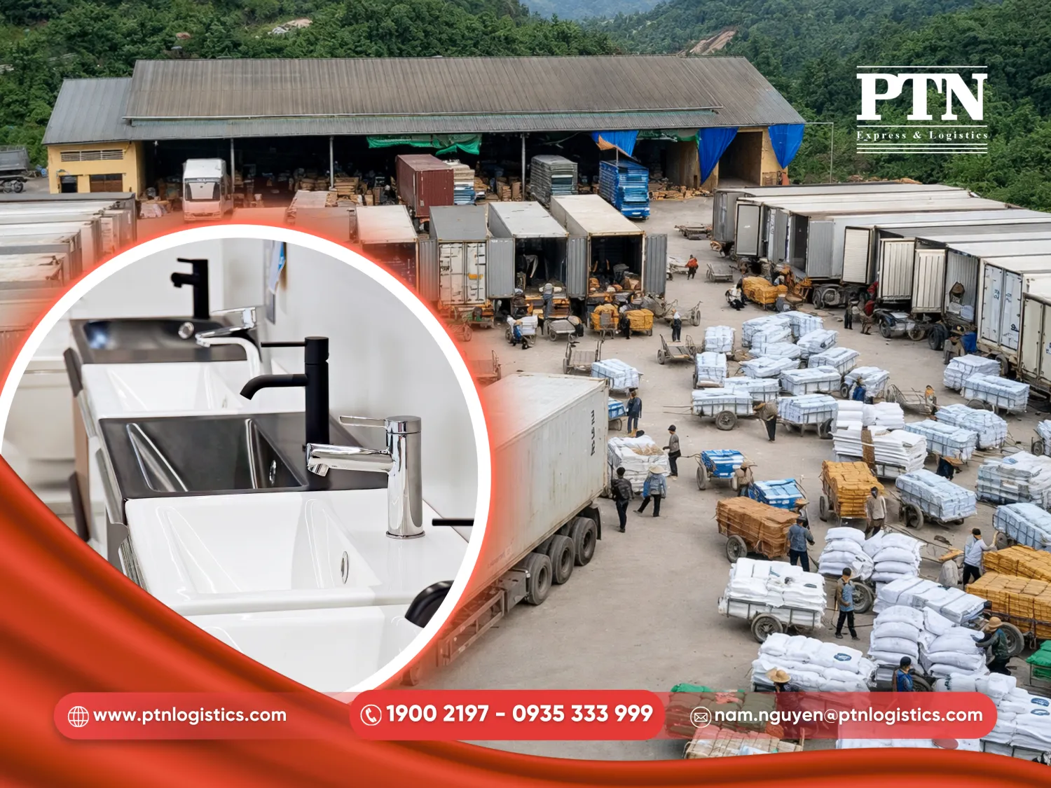 Vận chuyển thiết bị vệ sinh theo đường tiểu ngạch