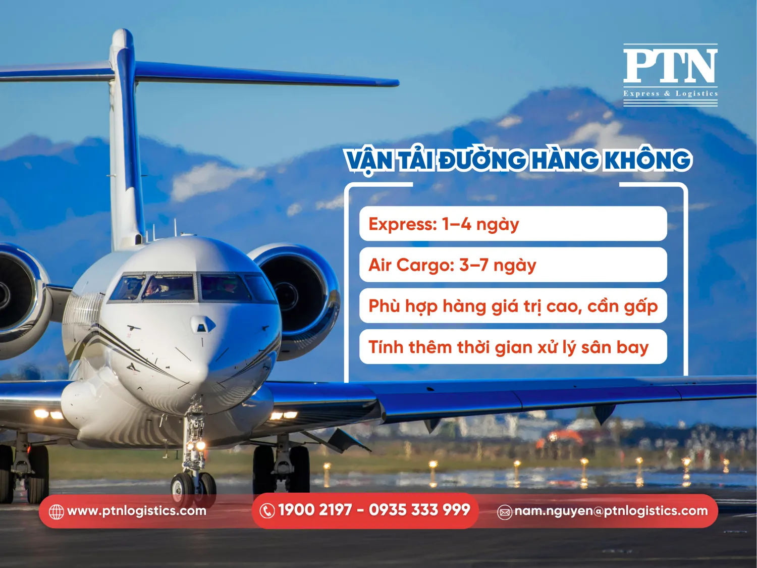 Vận tải hàng không mất bao lâu