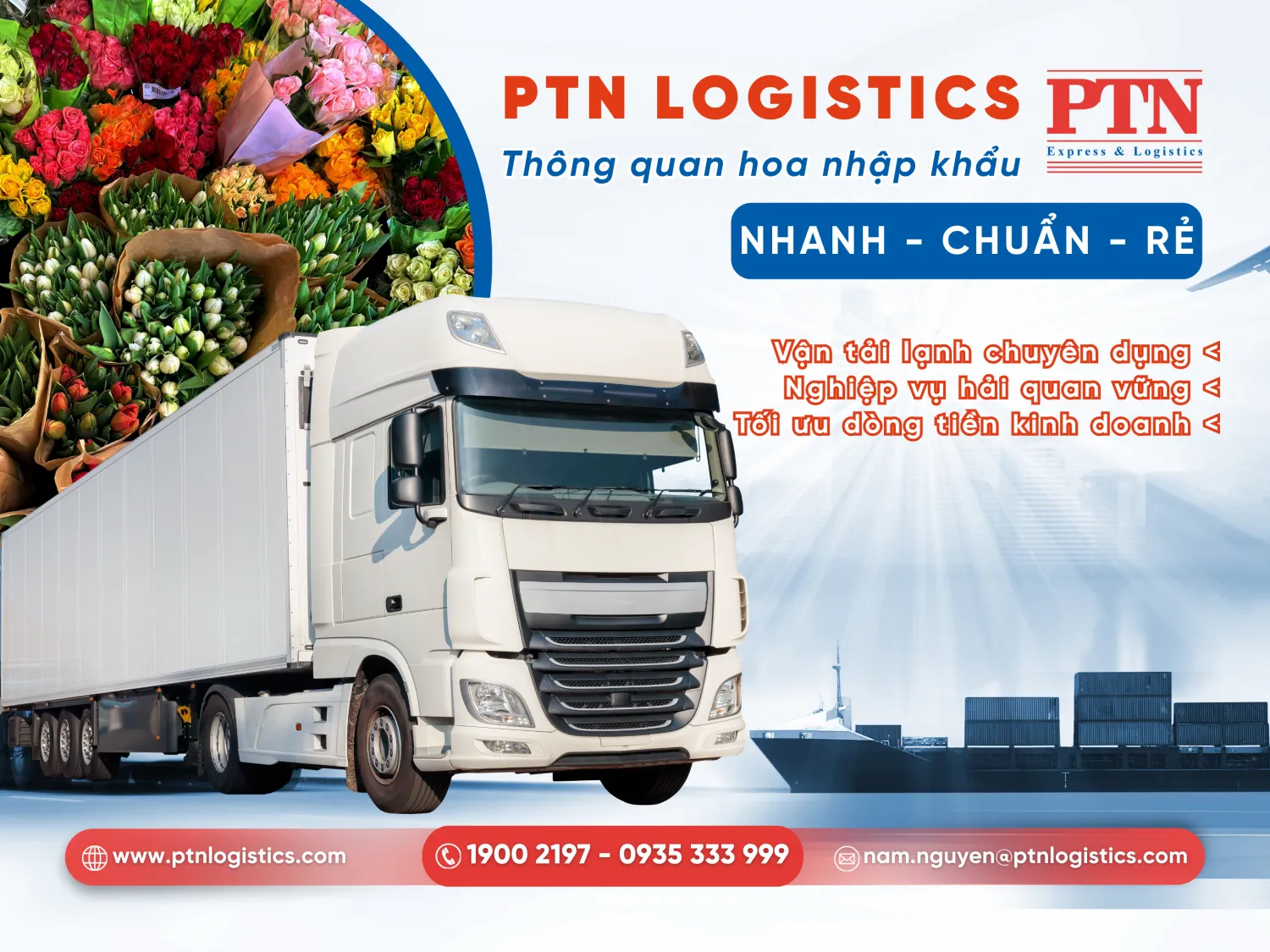 Vận tải hoa nhập khẩu Trung Quốc chuyên nghiệp tại PTN Logistics