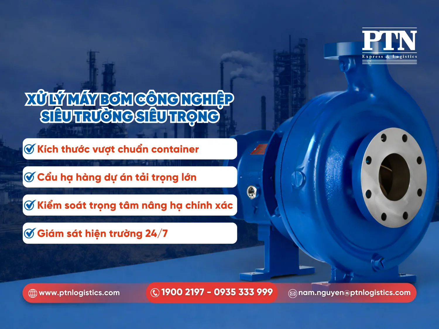 Xử lý máy bơm công nghệ siêu trường siêu trọng