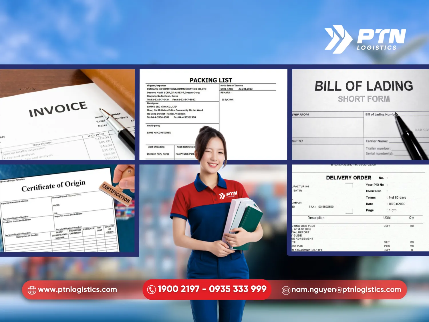 Bộ chứng từ cho áo khoác nhập khẩu Hàn Quốc về Việt Nam