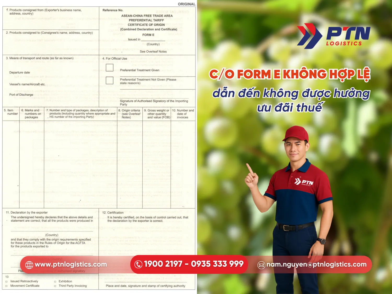 C/O Form E không hợp lệ sẽ dẫn đến không được hưởng ưu đãi thuế