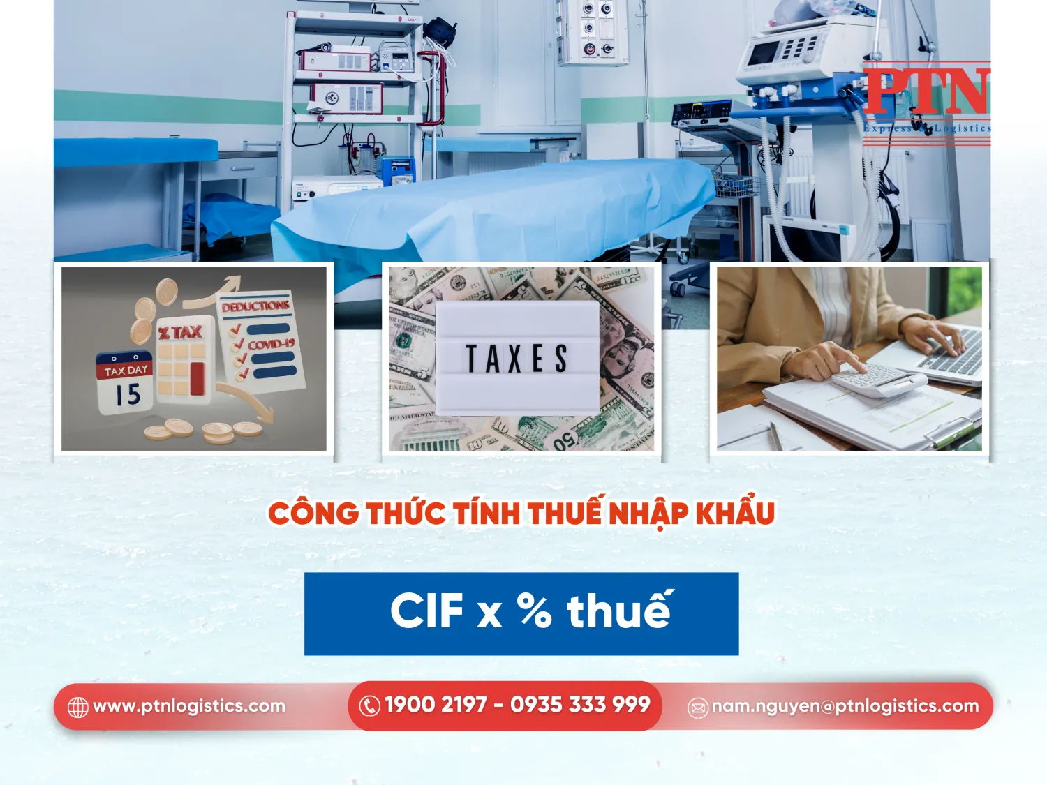 Công thức tính thuế nhập khẩu thiết bị y tế