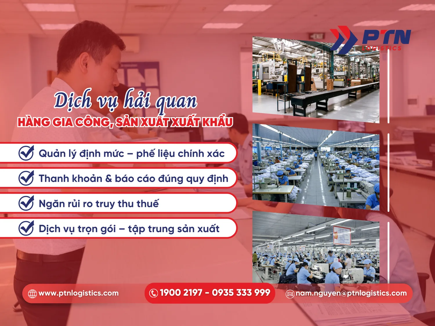 Dịch vụ hải quan đối với hàng gia công sản xuất xuất khẩu