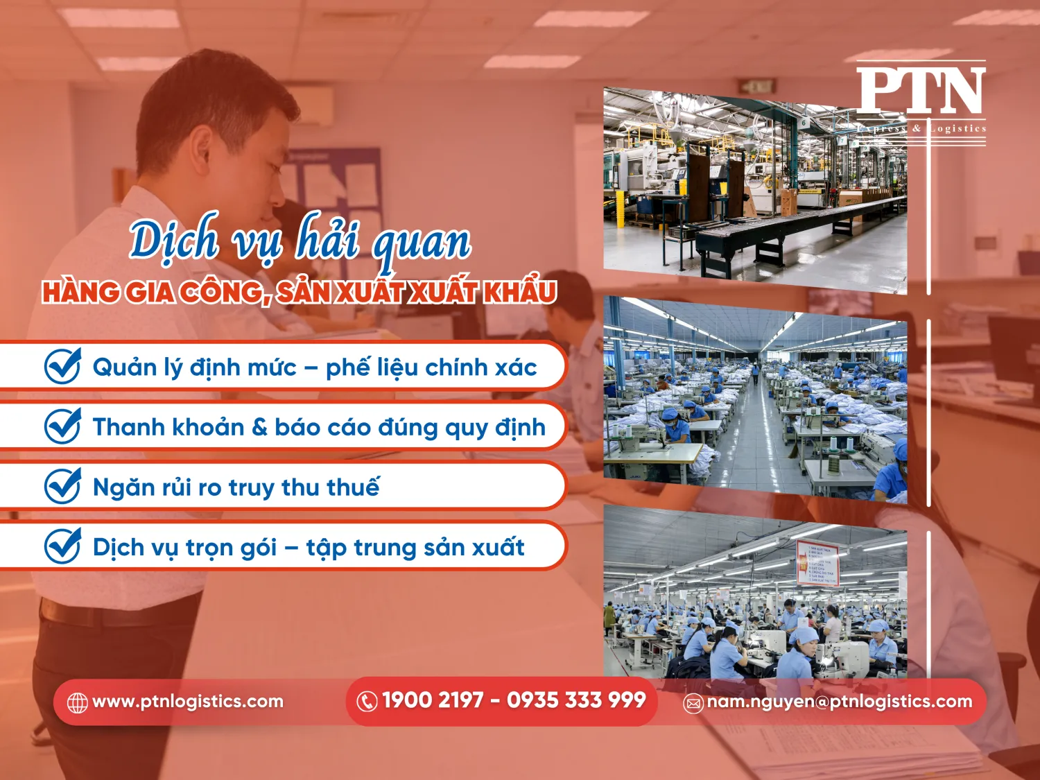 Dịch vụ hải quan hàng gia công sản xuất xuất khẩu