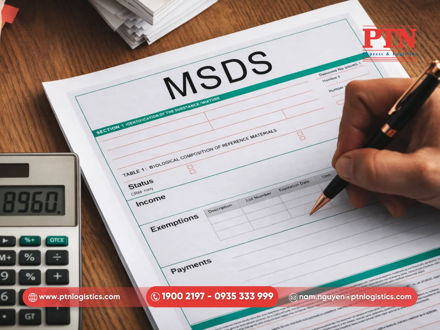 Không có MSDS đối với hàng hóa lỏng