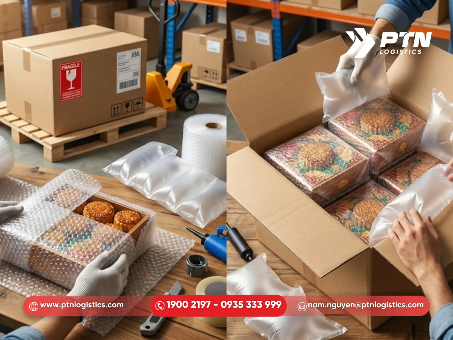 Kỹ thuật chèn lót bằng túi xốp và khí