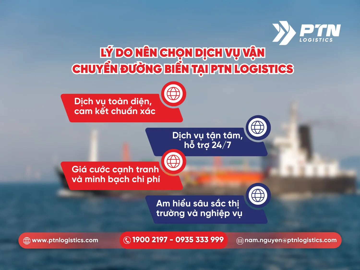 Lý do nên chọn dịch vụ vận chuyển đường biển tại PTN Logistics