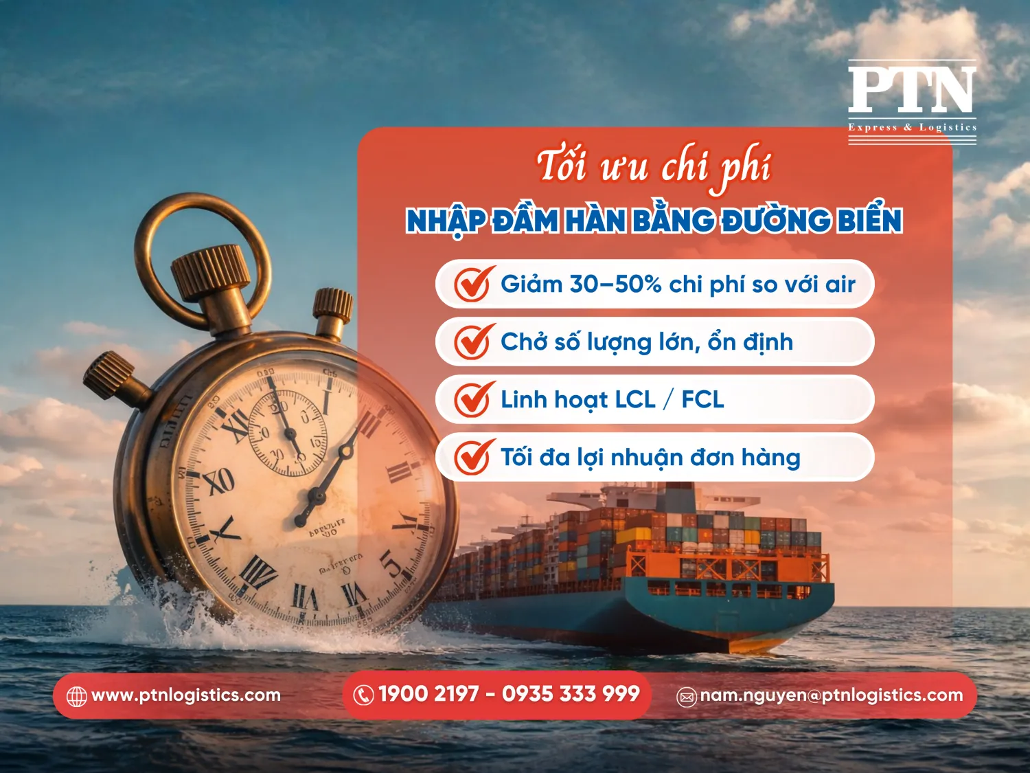 Tối ưu chi phí nhập đầm Hàn Quốc bằng đường biển