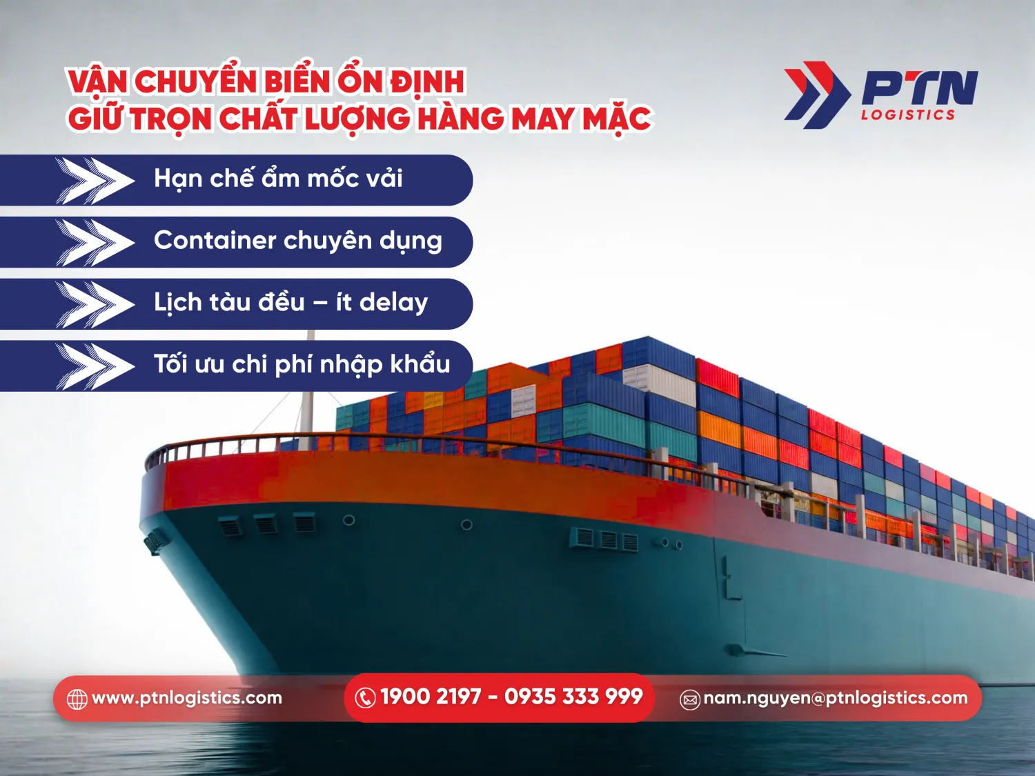 Vận chuyển biển ổn định giữ trọn chất lượng cho hàng may mặc