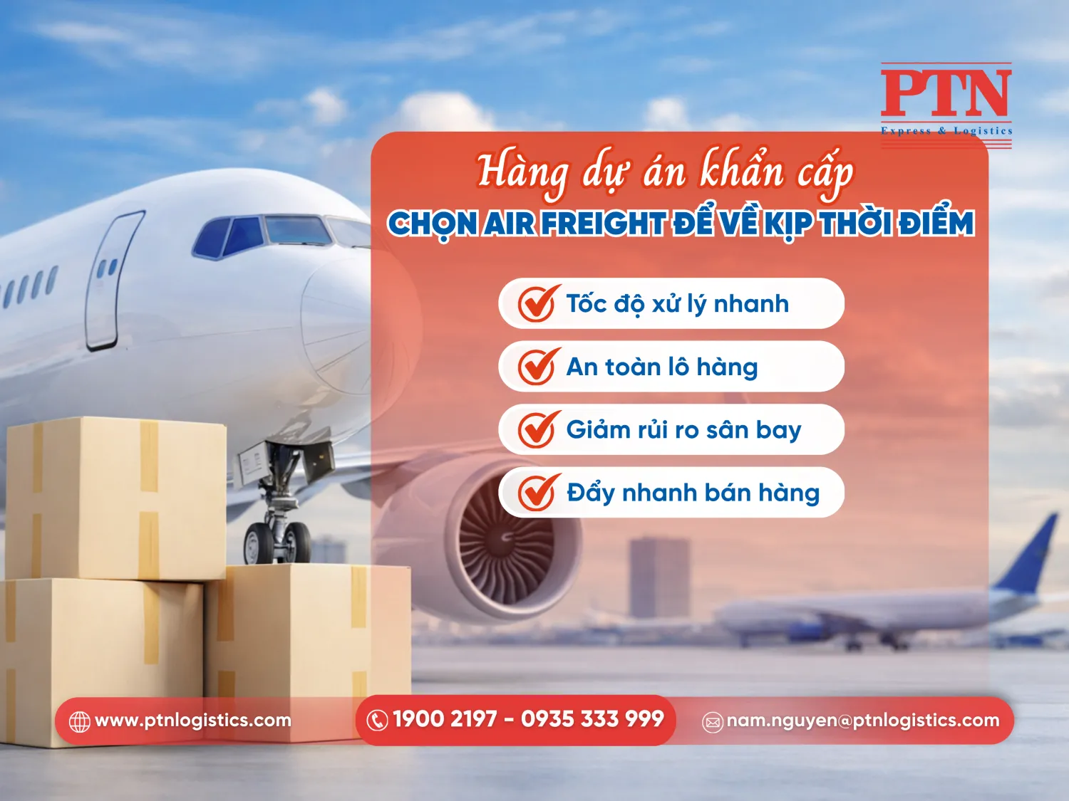 Vận chuyển đường hàng không cho hàng dự án khẩn cấp