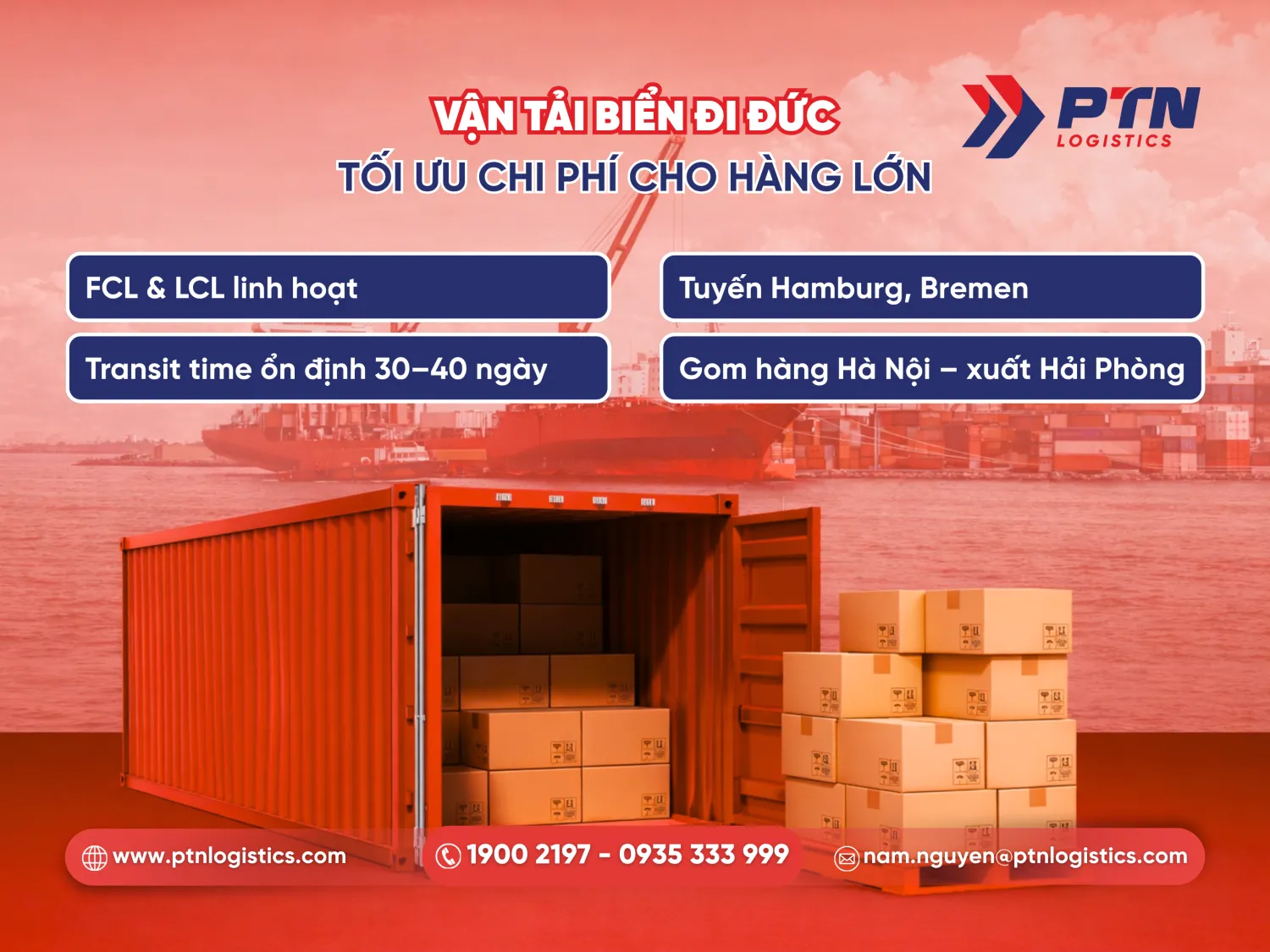 Vận tải điển đi Đức, tối ưu chi phí cho hàng lớn