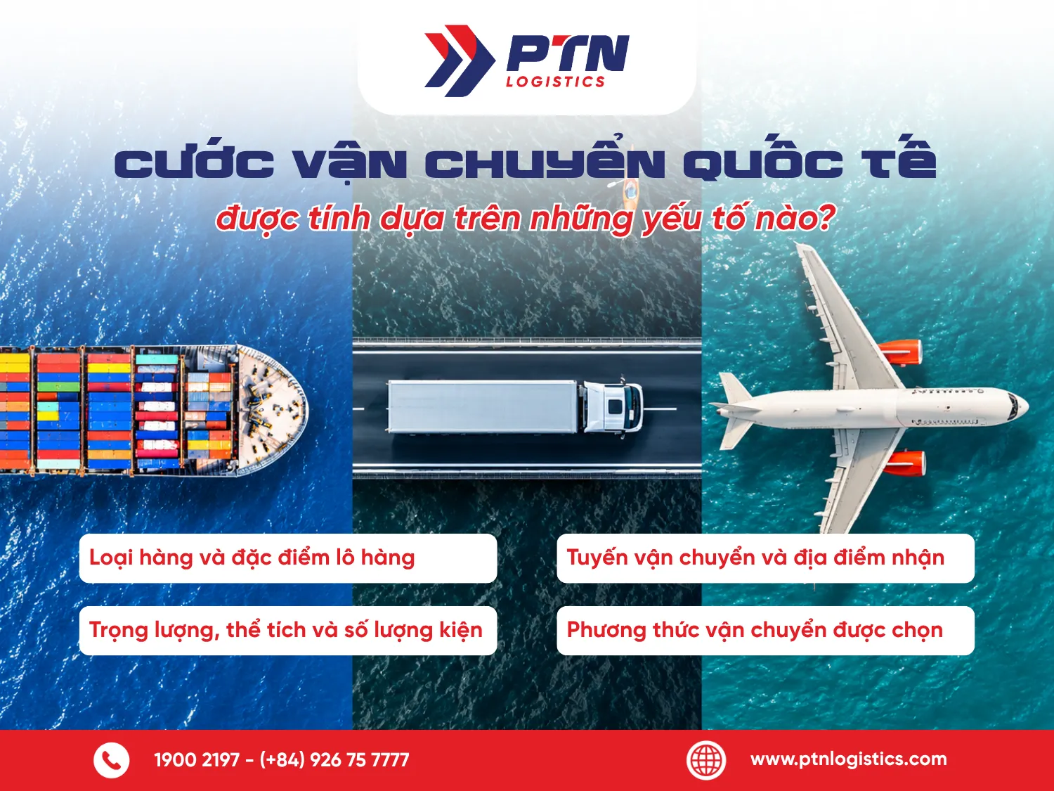 Cước vận chuyển quốc tế được tính dựa trên những yếu tố nào?