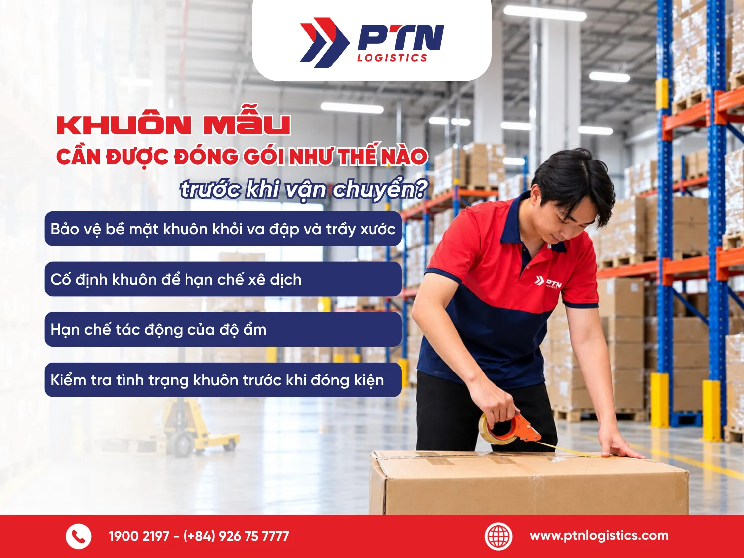 Khuôn mẫu cần được đóng gói như thế nào trước khi vận chuyển