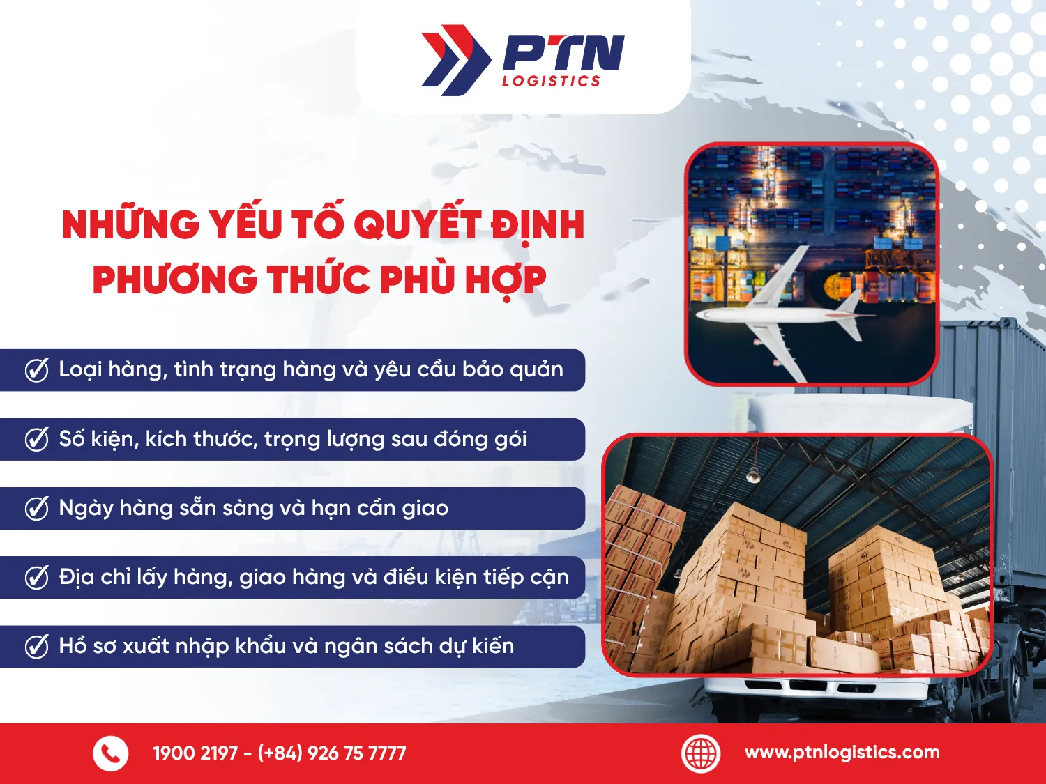 Những yếu tố quyết định phương thức phù hợp với từng lô hàng