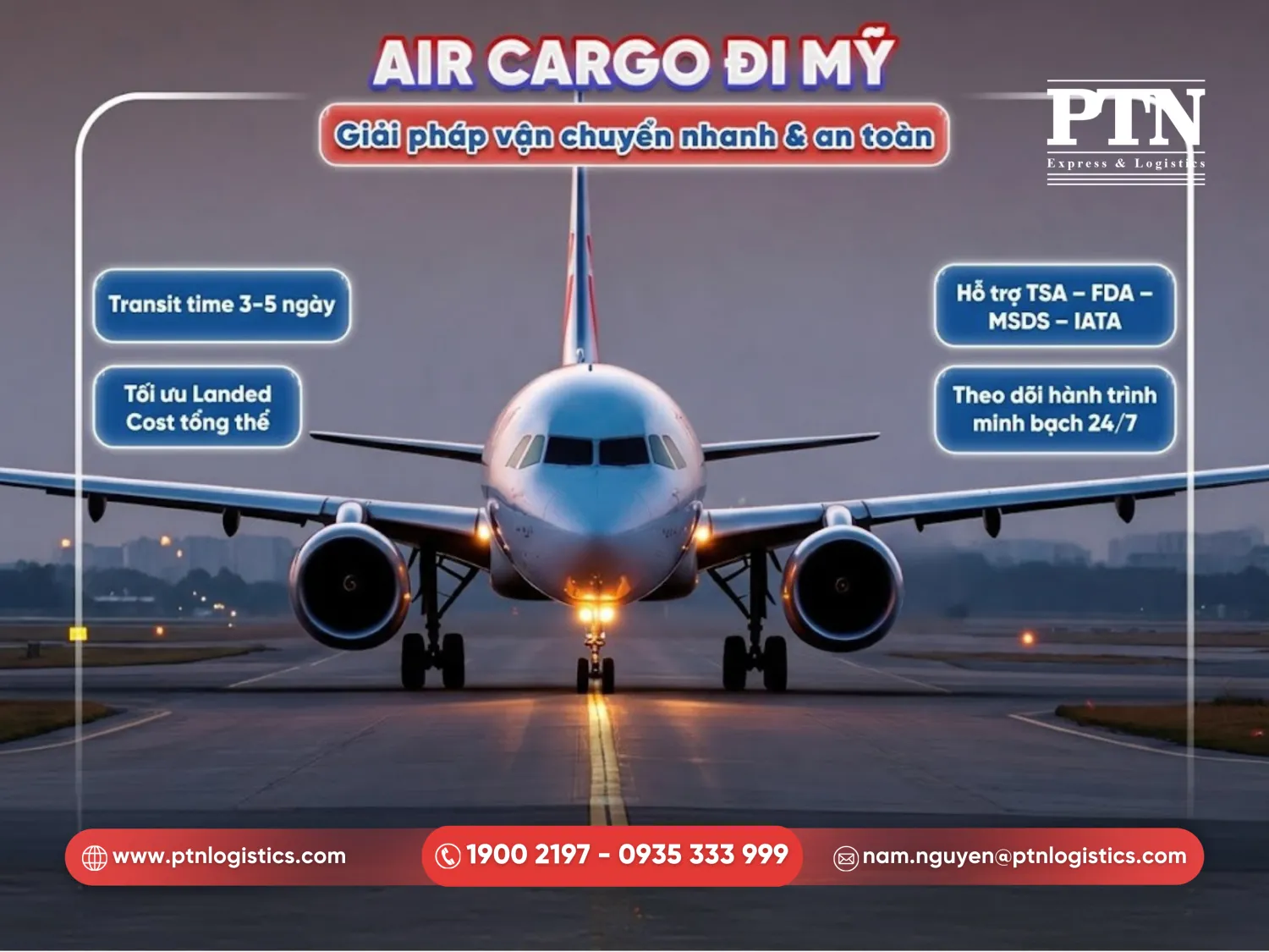 Vận chuyển hàng không chuyên tuyến tại PTN