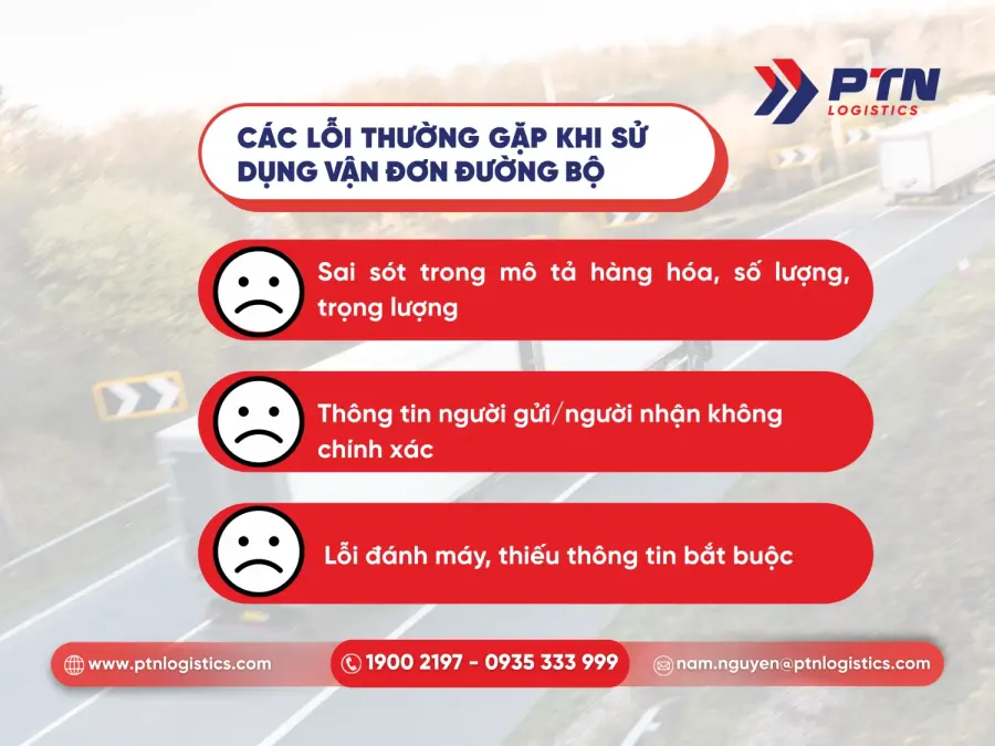 Các lỗi thường gặp tỏng vận đơn đường bộ