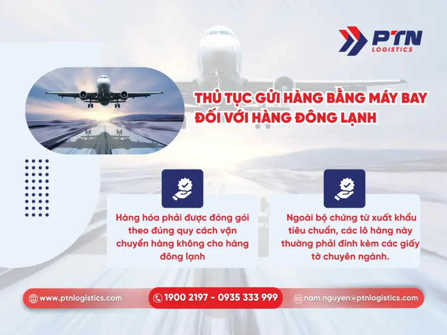 Thủ tục gửi hàng bằng máy bay của hàng đông lạnh