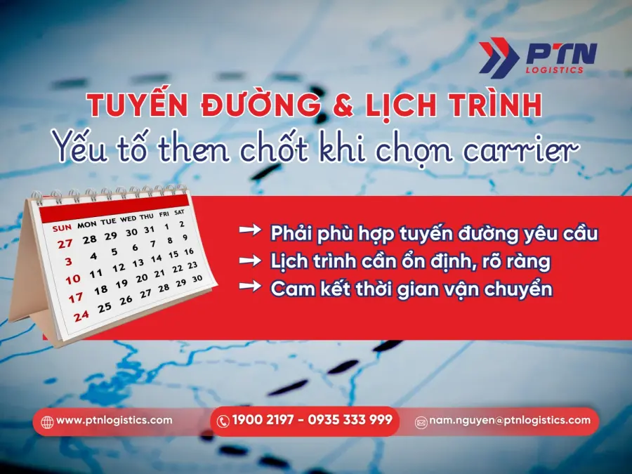 Các tiêu chí về tuyến đường và lịch trình